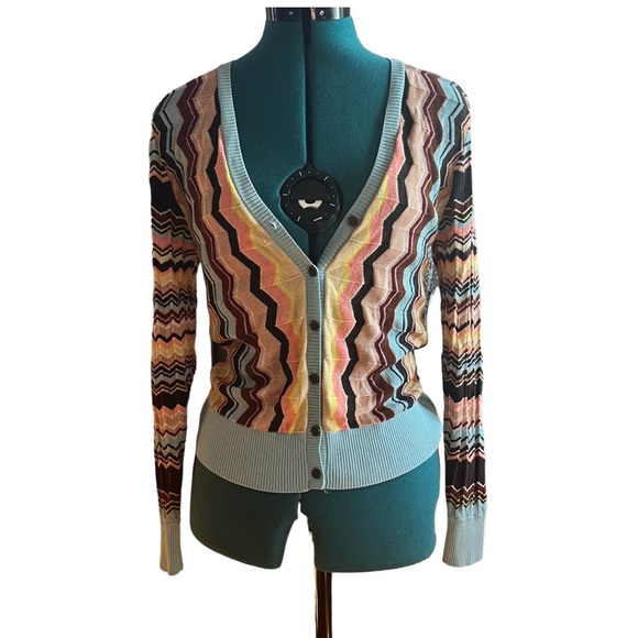Missoni Classic Mid Century Button Up Zigzag Striped Knit Cardigan VV - Picture 1 of 3